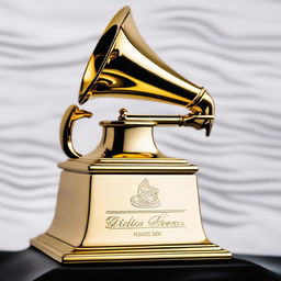 The name 'Victor Vience' engraved on a Grammy award