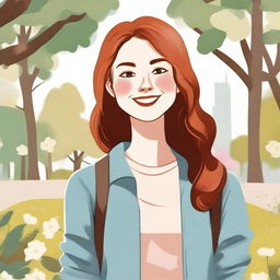 A detailed illustration of a girl with auburn hair