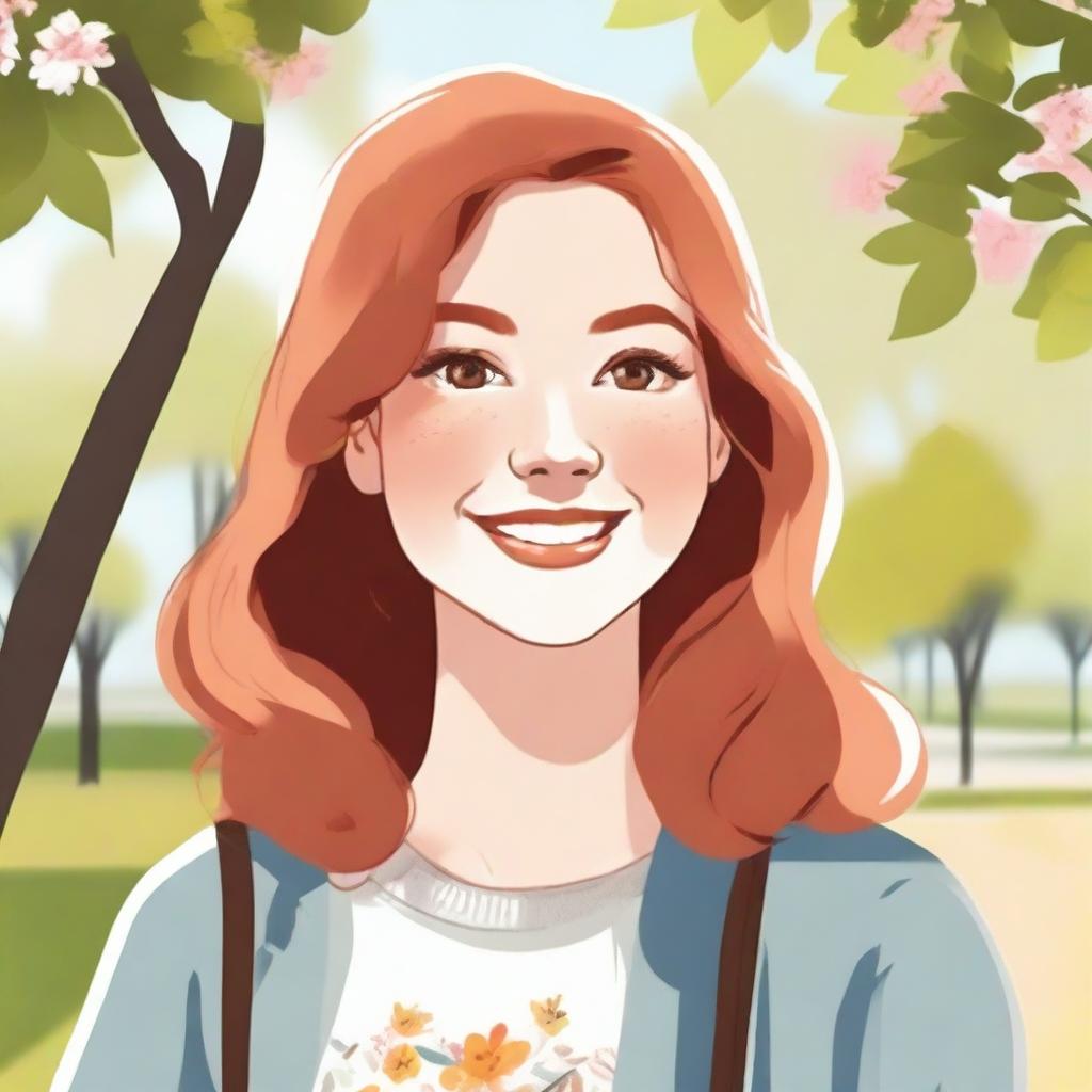 A detailed illustration of a girl with auburn hair