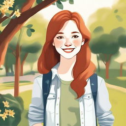 A detailed illustration of a girl with auburn hair