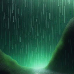 A top-down view of a completely dark background with green rain falling over a large white gap that separates the darkness