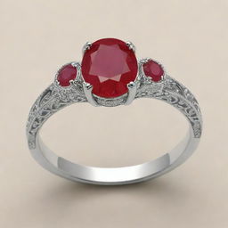 An exquisite ruby ring adorned with a name elegantly etched into the band.