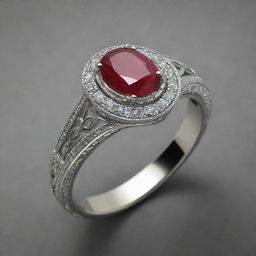 An exquisite ruby ring adorned with a name elegantly etched into the band.