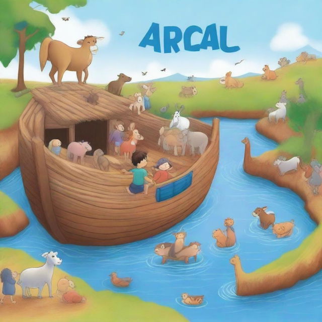 Create a children's book cover with the title: 'A Arca de Noé'