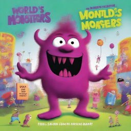 Create a book cover for a novel study of the David Walliams book titled 'The World's Worst Monsters'