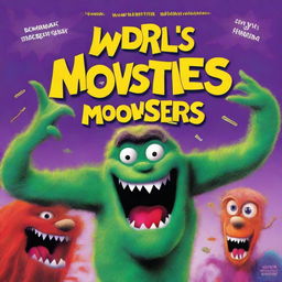 Create a book cover for a novel study of the David Walliams book titled 'The World's Worst Monsters'