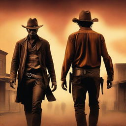 A dramatic book cover featuring two cowboys seeking revenge