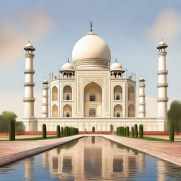 A detailed and realistic depiction of the Taj Mahal as if it were located in Vadodara, India