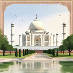 A detailed and realistic depiction of the Taj Mahal as if it were located in Vadodara, India