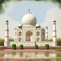 A detailed and realistic depiction of the Taj Mahal as if it were located in Vadodara, India