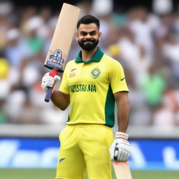 Virat Kohli, the renowned Indian cricketer, wearing an Australian Cricket Jersey