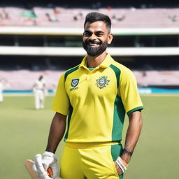 Virat Kohli, the renowned Indian cricketer, wearing an Australian Cricket Jersey