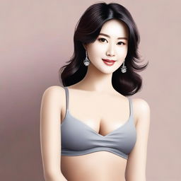 Create an image of a slim, curvy Asian woman