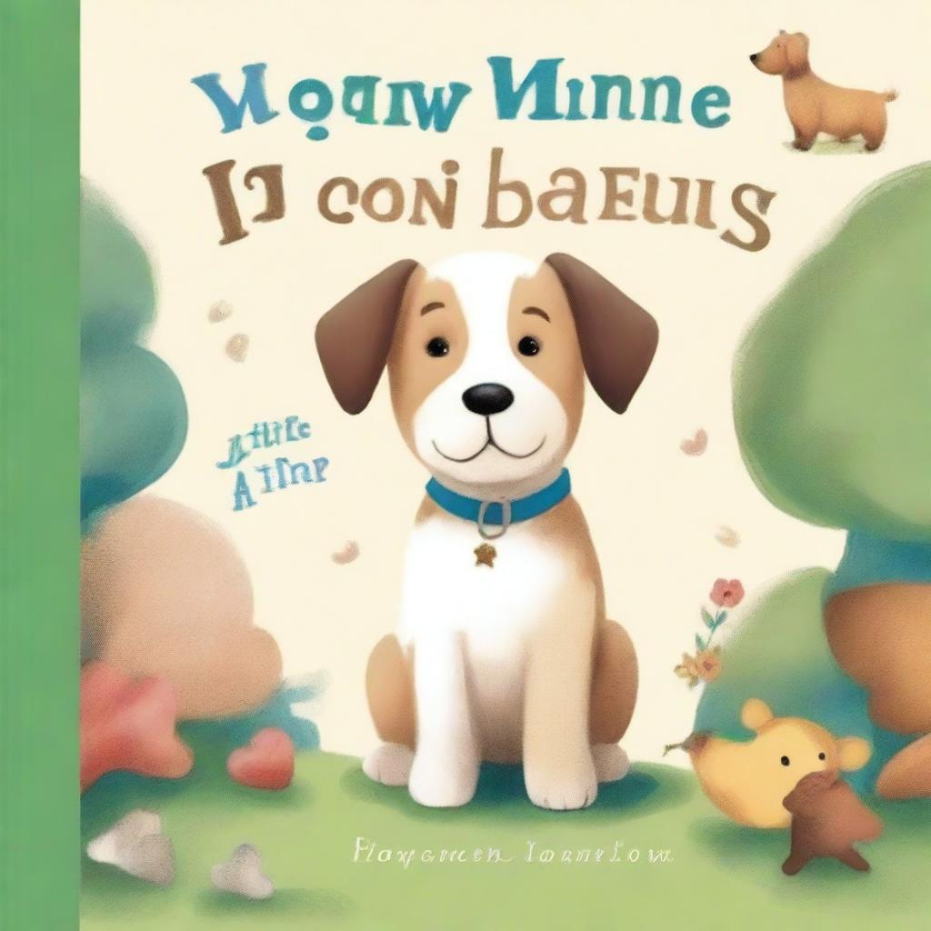 A book cover illustration featuring a cute dog on a quest to find its lost teddy bear