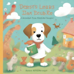 A book cover illustration featuring a cute dog on a quest to find its lost teddy bear