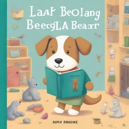 A book cover illustration featuring a cute dog on a quest to find its lost teddy bear