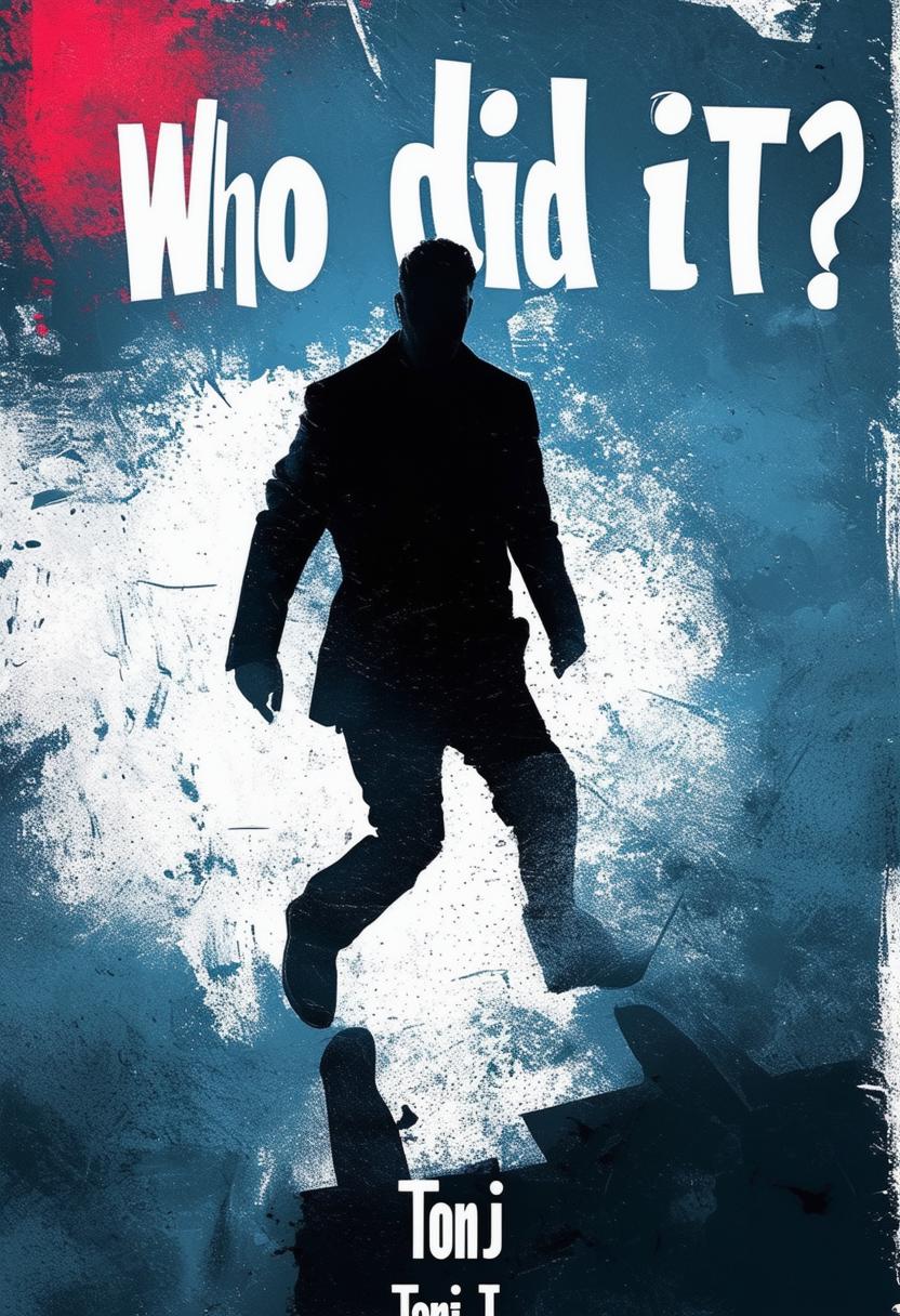 Create an abstract and visually striking book cover for a murder mystery titled 'Who did it' by Toni J, featuring the shadow of a man scurrying away