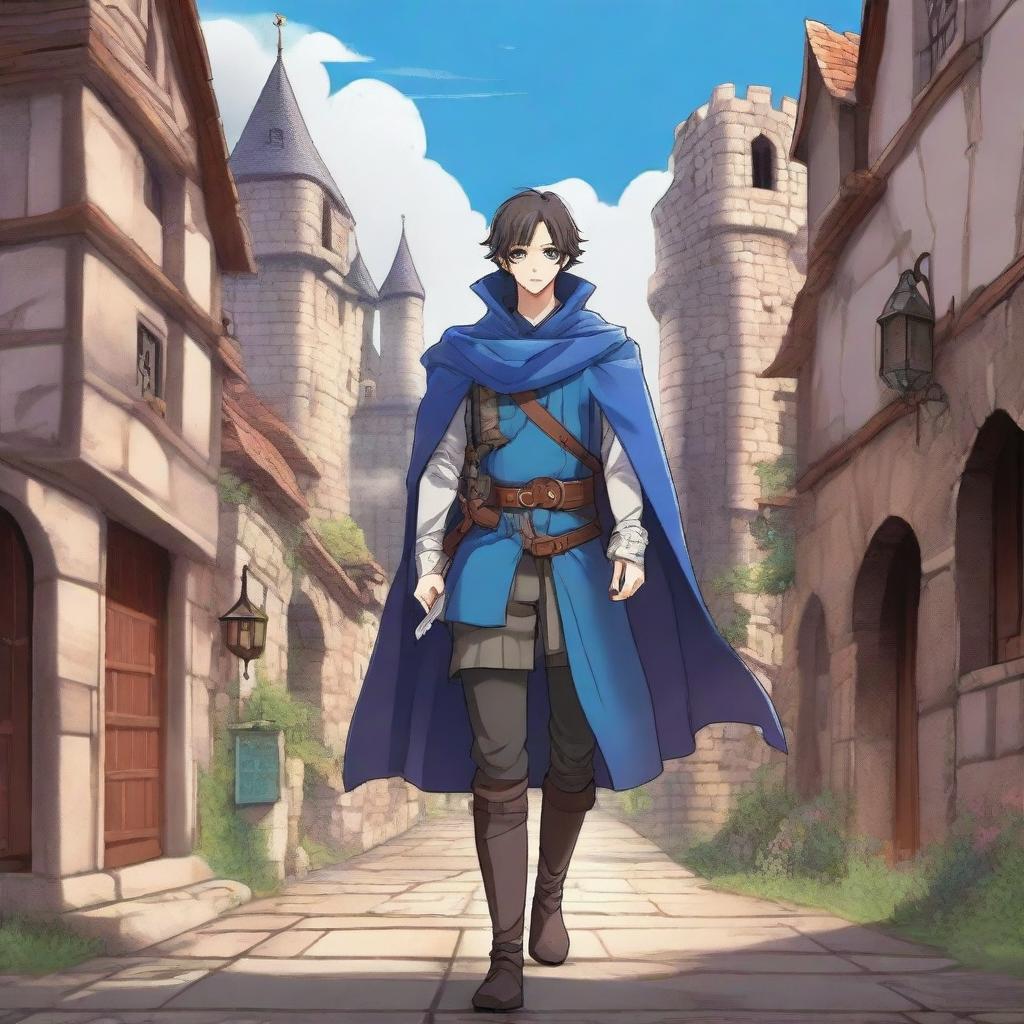 A captivating book cover featuring an anime-style time traveler arriving in the middle ages