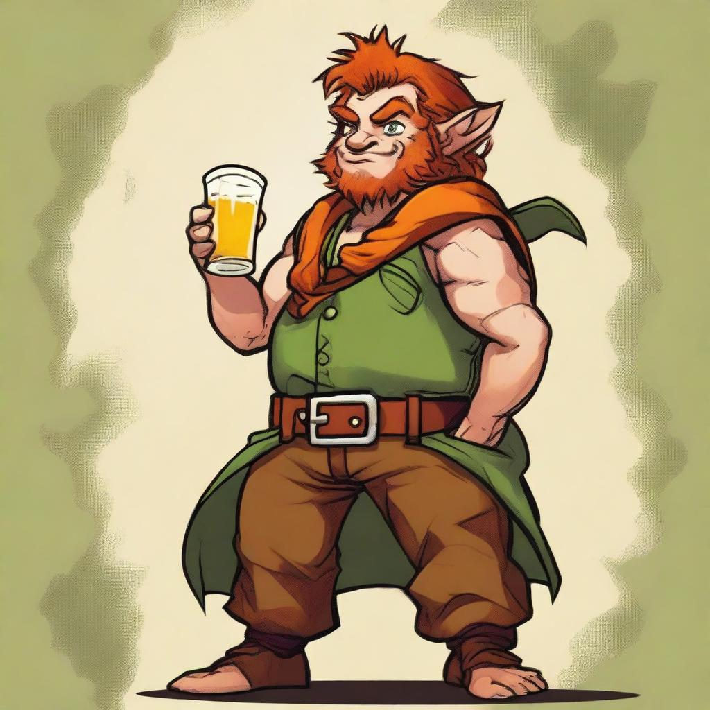 In a realm akin to Dungeons and Dragons, a stout halfling barbarian, standing at 2