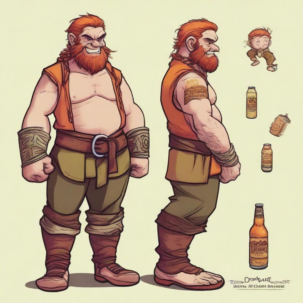 In a realm akin to Dungeons and Dragons, a stout halfling barbarian, standing at 2