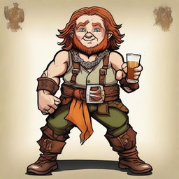 In a realm akin to Dungeons and Dragons, a stout halfling barbarian, standing at 2