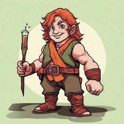 In a realm akin to Dungeons and Dragons, a stout halfling barbarian, standing at 2