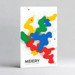 A plain white book cover with a splash of different colors on it