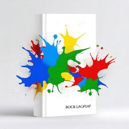 A plain white book cover with a splash of different colors on it