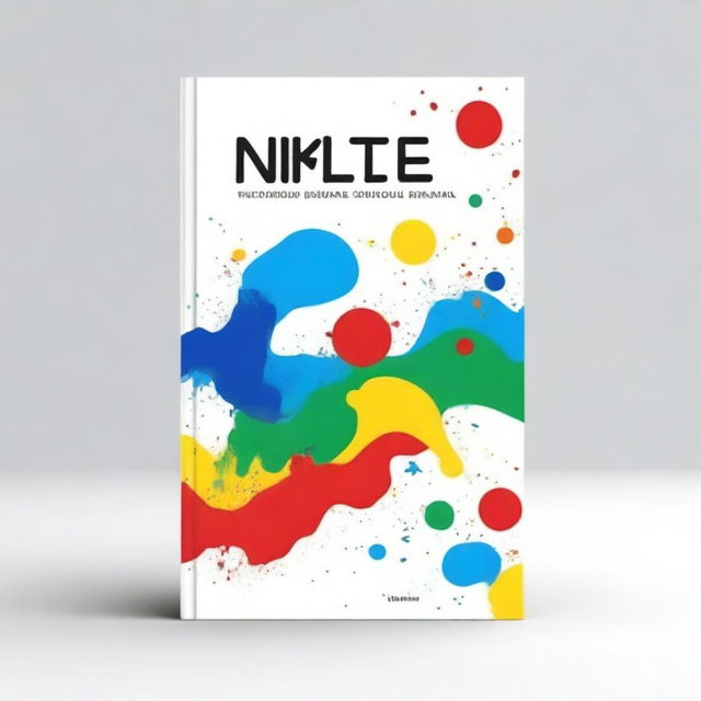 A plain white book cover with a splash of different colors on it