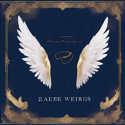 A dark blue cover with white angelic wings prominently displayed