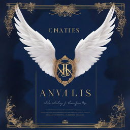 A dark blue cover with white angelic wings prominently displayed