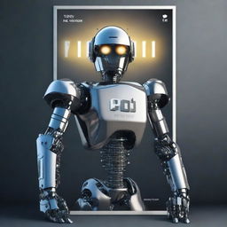 Create a poster in the style of a billboard featuring a futuristic robot