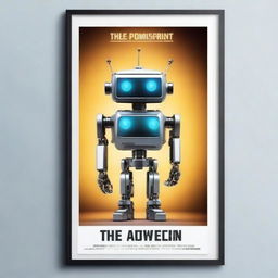 Create a poster in the style of a billboard featuring a futuristic robot