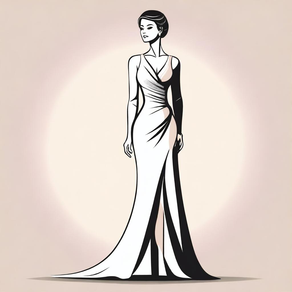 A detailed illustration of a woman standing gracefully