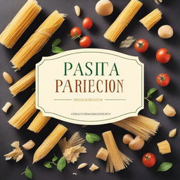 Design a cookbook cover focused on pasta recipes