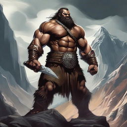 Create a detailed RPG styled artwork of a Goliath Barbarian from the D&D universe