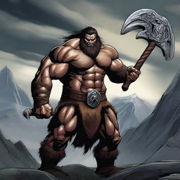 Create a detailed RPG styled artwork of a Goliath Barbarian from the D&D universe