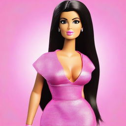 Create an image of Barbie styled as Kim Kardashian