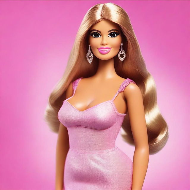 Create an image of Barbie styled as Kim Kardashian