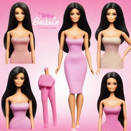 Create an image of Barbie styled as Kim Kardashian