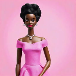 Create an image of Nina Simone styled as a Barbie doll