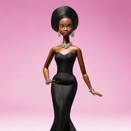 Create an image of Nina Simone styled as a Barbie doll