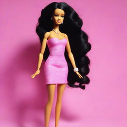 Create an image of Rihanna styled as a Barbie doll