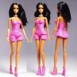 Create an image of Rihanna styled as a Barbie doll