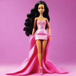 Create an image of Rihanna styled as a Barbie doll