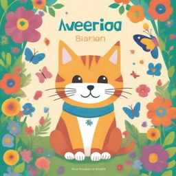 A colorful and whimsical children's book cover featuring a playful cat