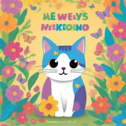 A colorful and whimsical children's book cover featuring a playful cat