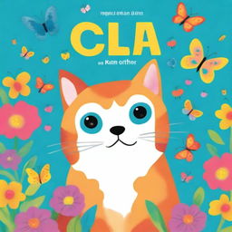 A colorful and whimsical children's book cover featuring a playful cat