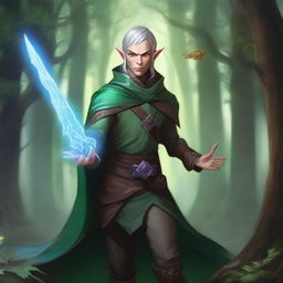 Create a detailed RPG styled artwork of an Eldrain Elf Rogue from the D&D universe