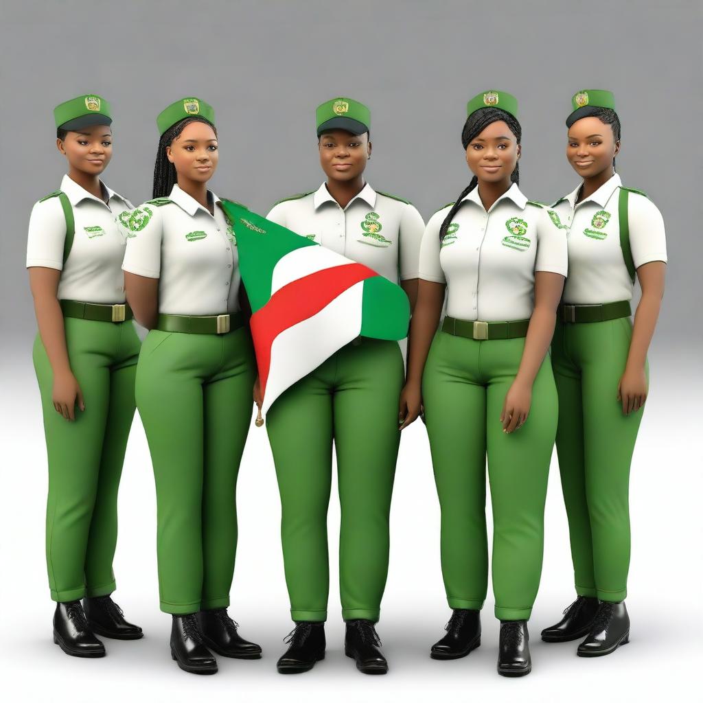 A detailed 3D model of NYSC (National Youth Service Corps) members in their full uniform